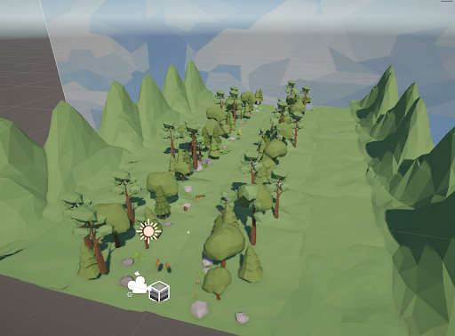 screenshot of the virtual environment in Unity, which is a park. 