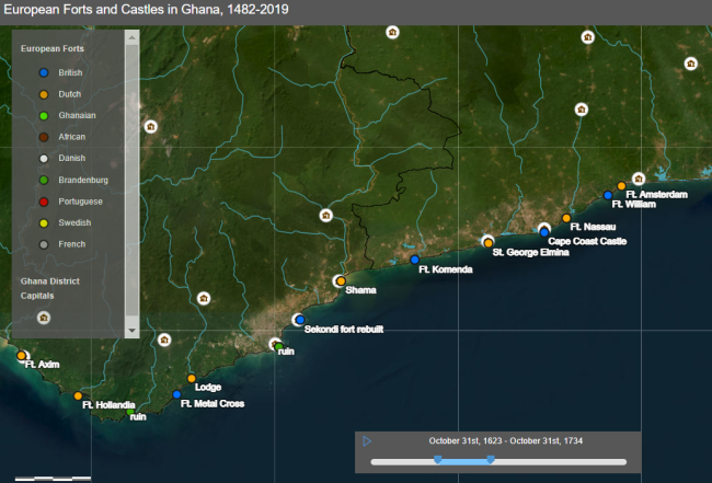 Map of gold coast forts- Ghana