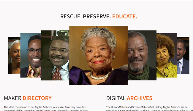 Screenshot of TheHistoryMakers homepage