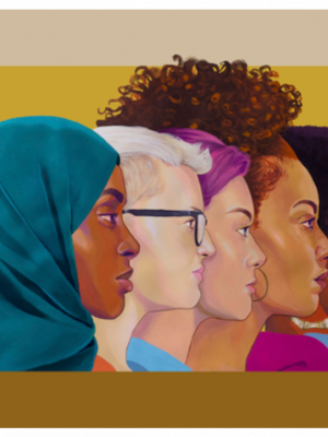 Brittany Williams Mural for Women Running Rochester exhibit