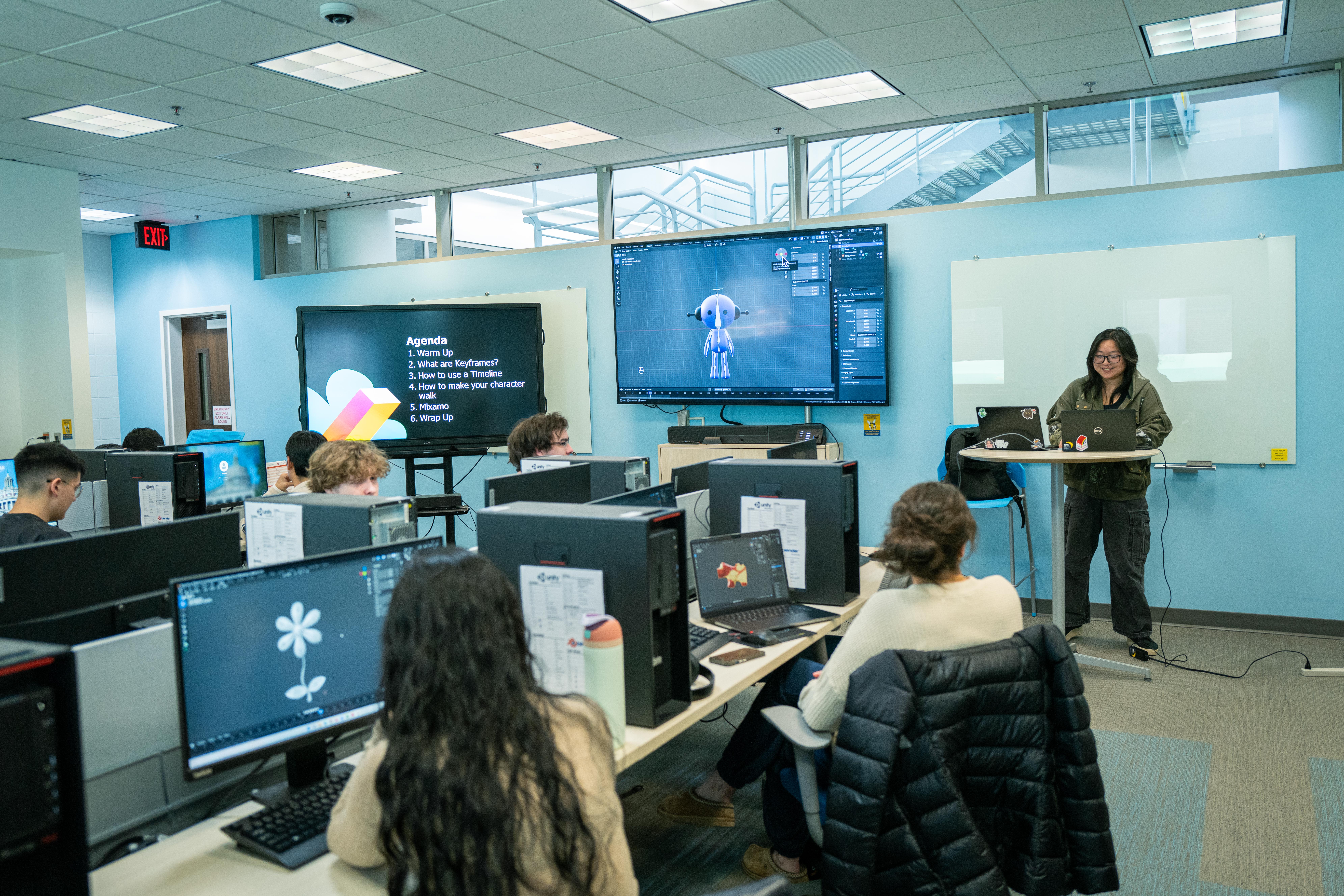 students in a Blender workshop. 