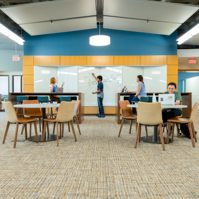 Photo of large whiteboards available in Gleason Library