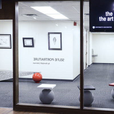 View from inside of the gallery at the Art & Music Library