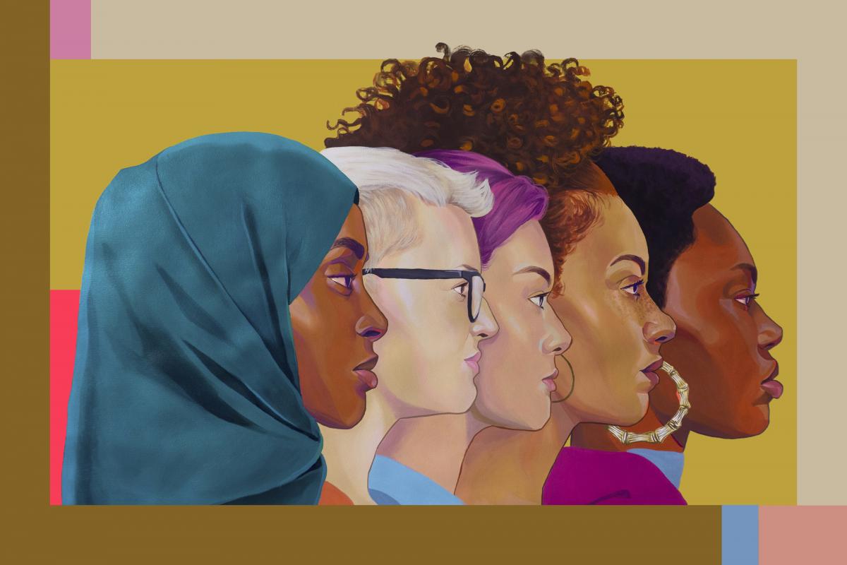 Mural of five diverse women