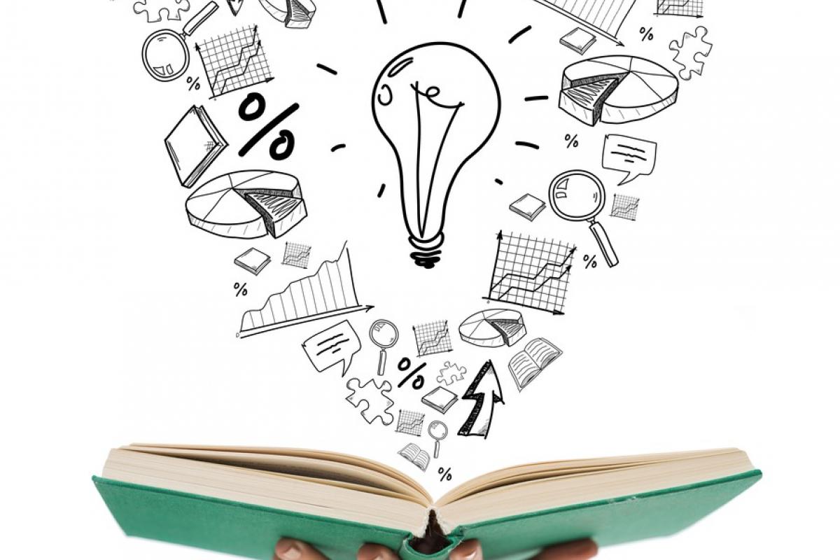 OER text cloud above an open textbook