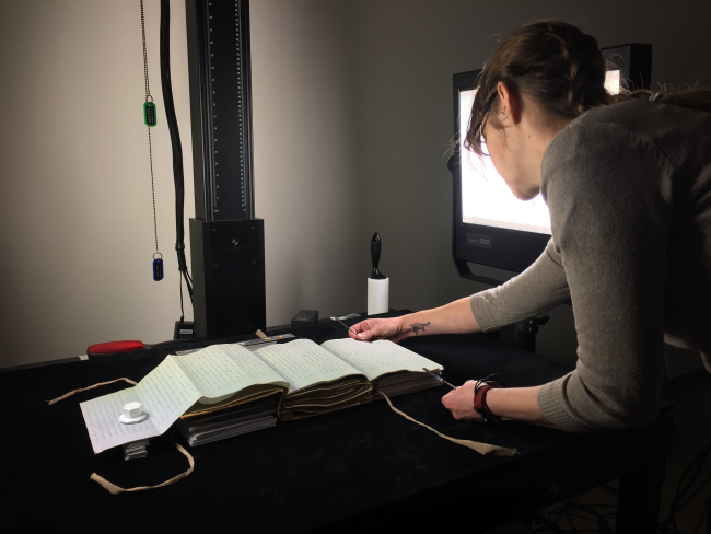 Lisa Wright digitzing a book