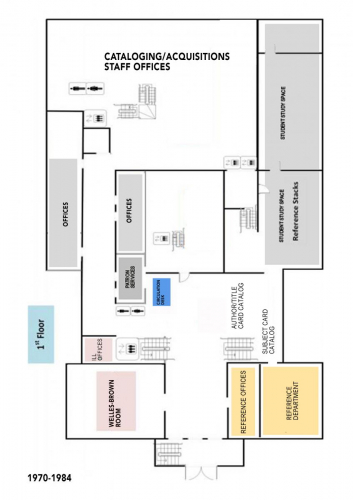 Rush Rhees first floor floorplan from 1970-1984