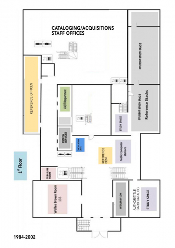 Rush Rhees first floor floorplan from 1984 to 2002