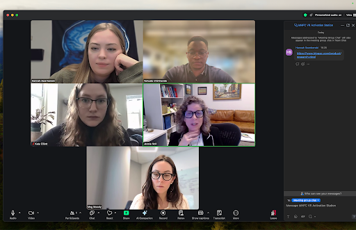 Zoom call between the Mt. Hope research team and Studio X team