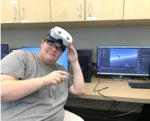 Greenhouse student testing their VR project. 
