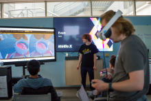 Student gives a final presentation of his project. 
