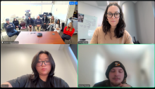 A Zoom call between the Greenhouse teachers and students and the Studio X team. 